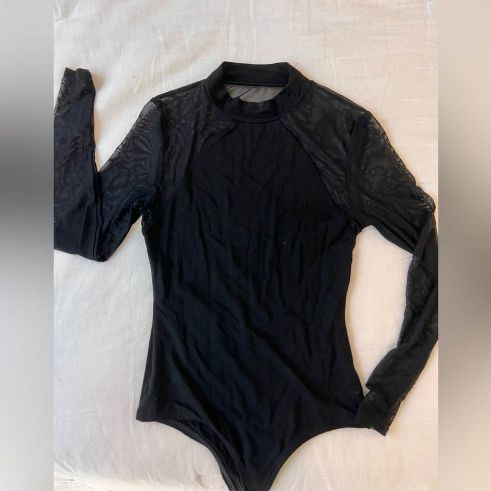 Lulu’s high neck black mesh bodysuit size small